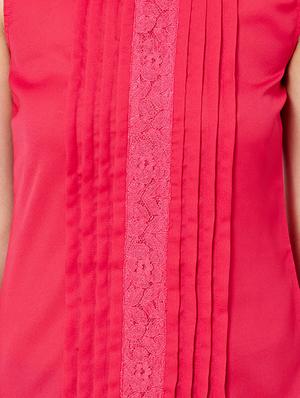 the vanca coral pleated top with lace detail - 10016765 - Standard Image - 4