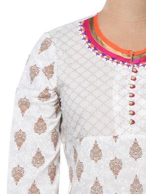 white gold straight kurta - 1002136 - Standard Image - 4