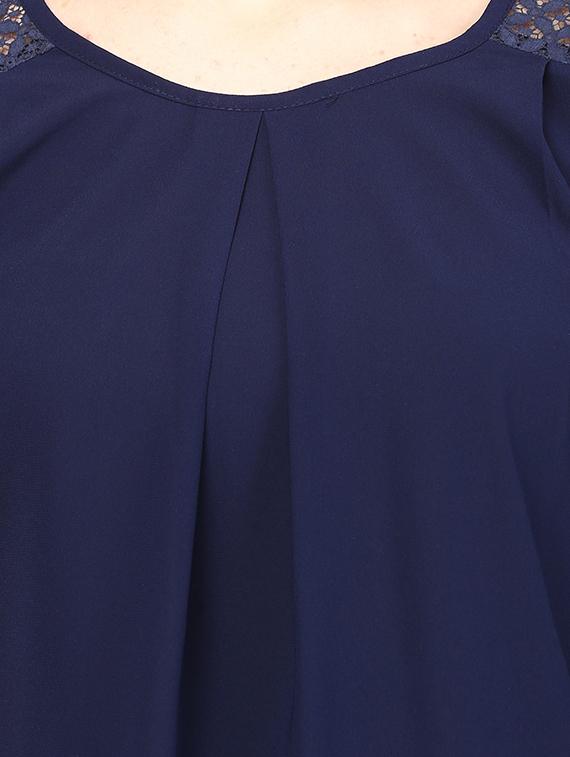 lace paneled pleat detail top - 10023108 - Zoom Image - 4