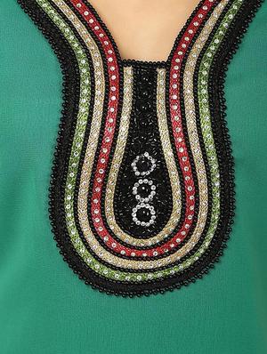 green georgette straight kurta - 10024437 - Standard Image - 4
