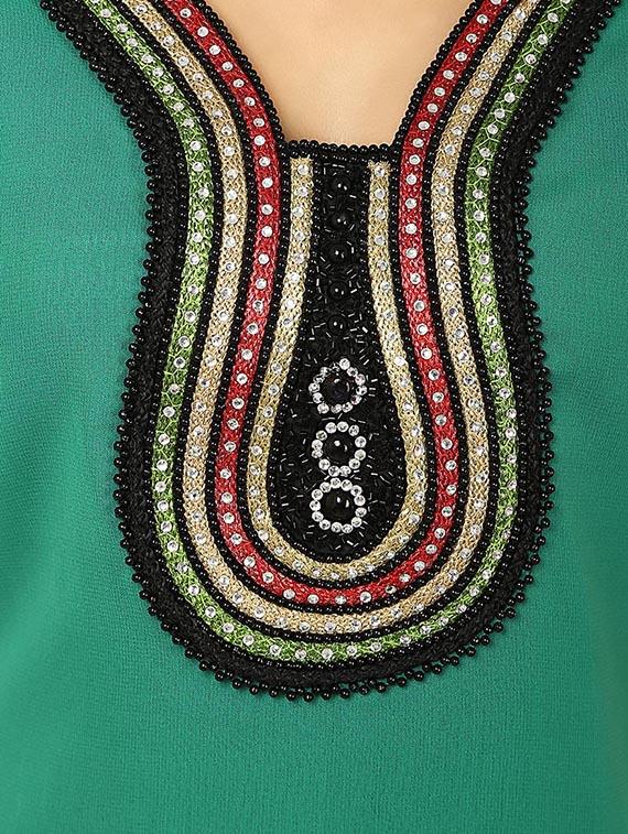 green georgette straight kurta - 10024437 - Zoom Image - 4