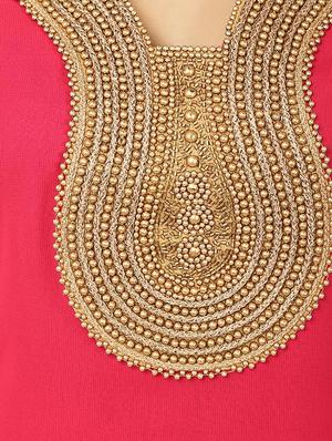 pink georgette straight kurta - 10024438 - Standard Image - 4