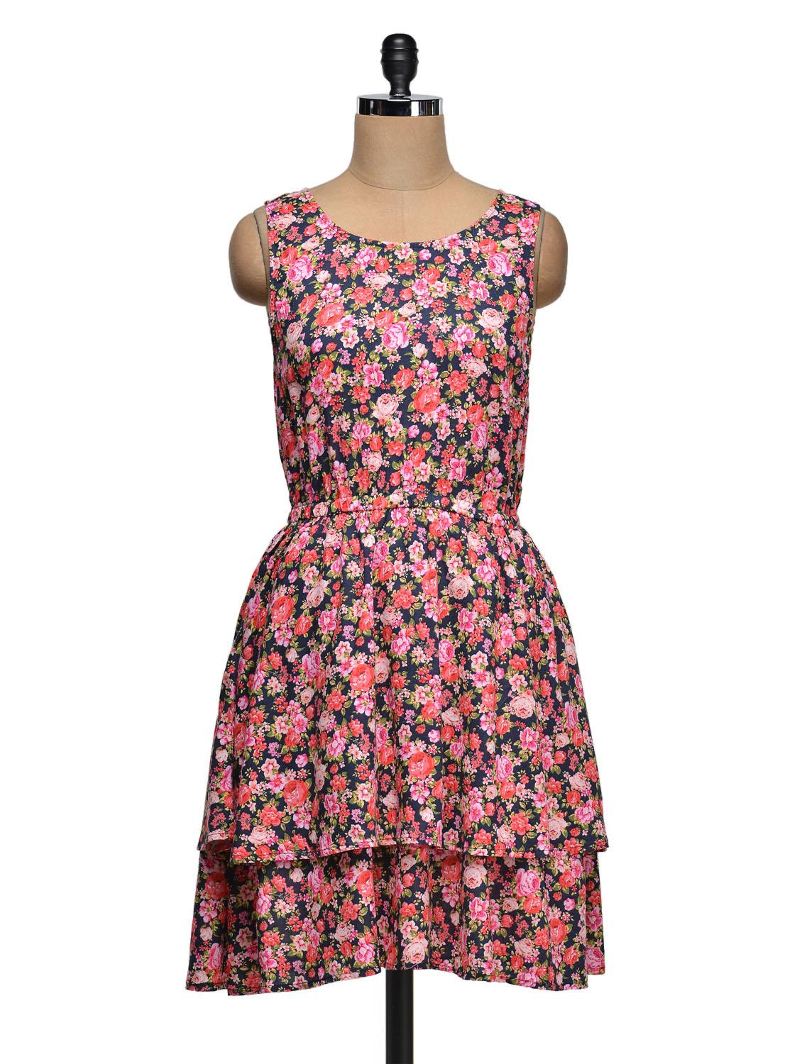 Floral Print Sleeveless Dress - Ozel Studio