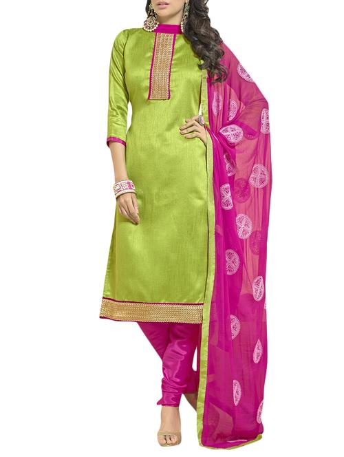 pink silk unstitched suit - 10035765 - Very Small Image - 1