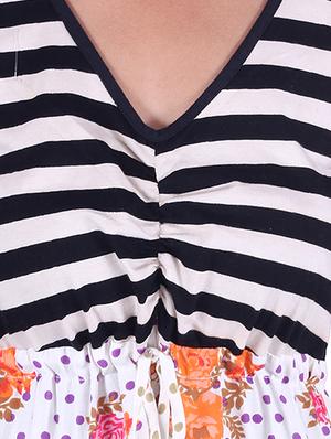 white,black rayon dress - 10041303 - Standard Image - 4
