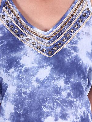 blue, white cotton dress - 10041305 - Standard Image - 4