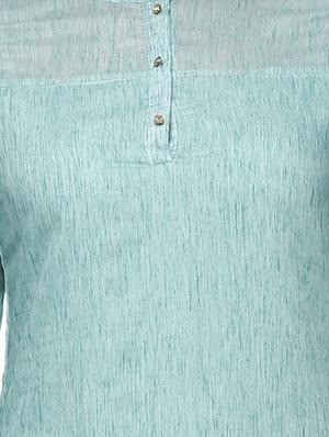 blue chanderi straight kurta - 10048818 - Standard Image - 4