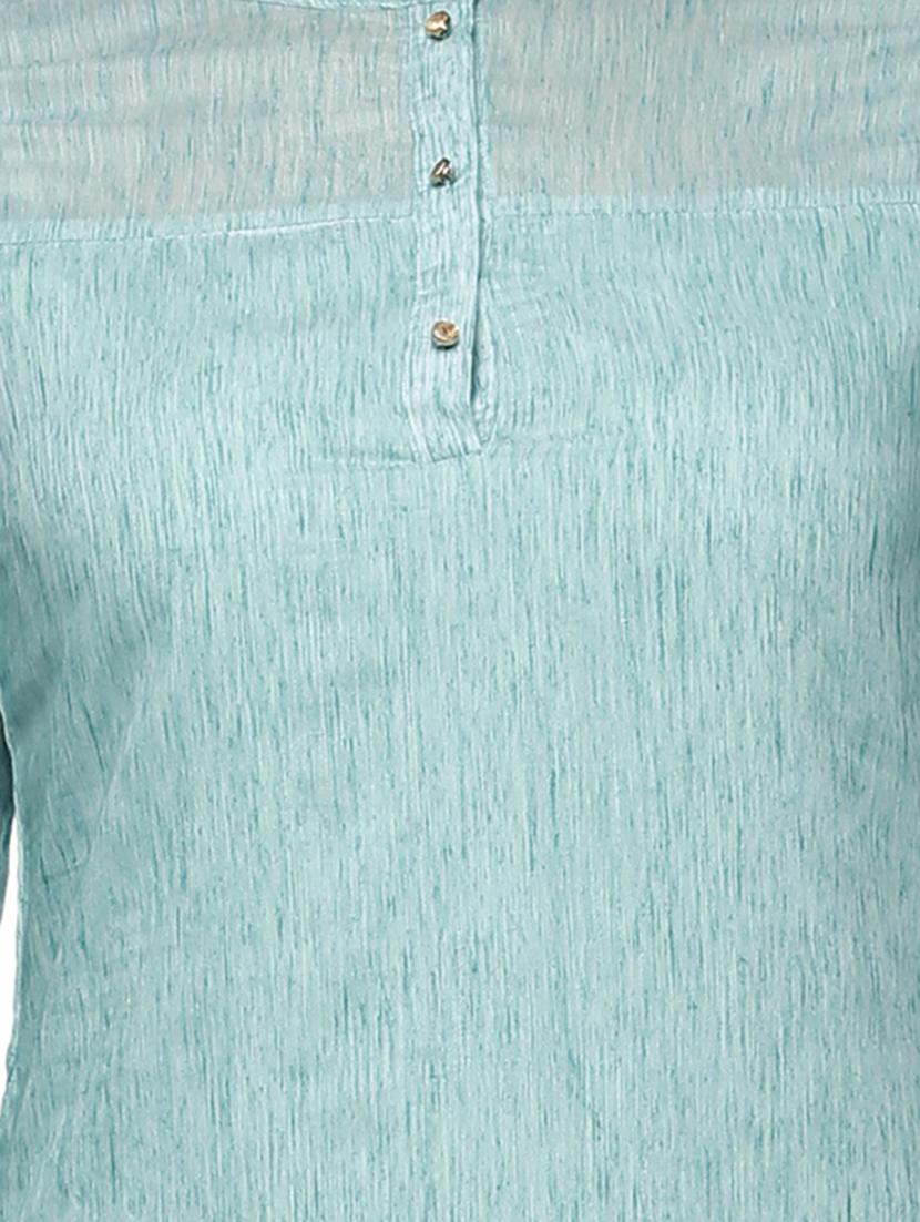 blue chanderi straight kurta - 10048818 - Zoom Image - 4