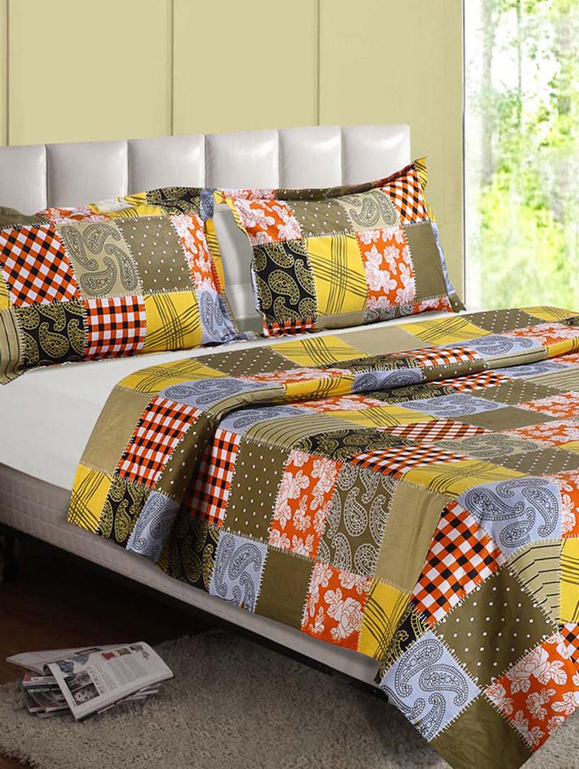Multicolor Printed Cotton Everyday Double Bedsheet - Desi Connection