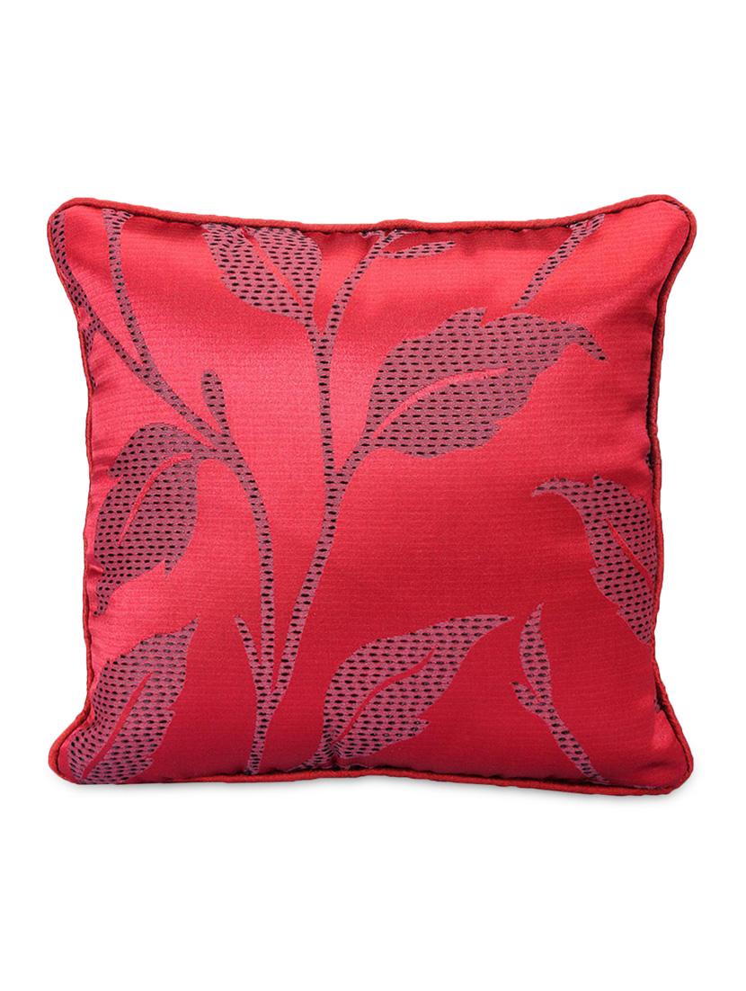 Red Leaf Print Square Cushion Covers (Set Of 5) - Desi Connection