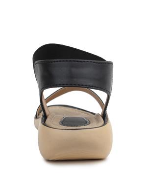 black leatherette back strap sandal - 10077177 - Standard Image - 4