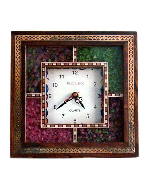 antique handcrafted gemstone wooden wall clock - 10084185 - Standard Image - 1
