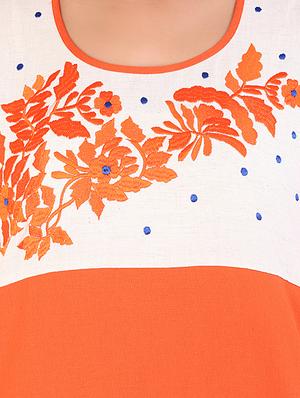 dark orange cotton straight kurta - 10103376 - Standard Image - 4
