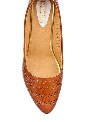 brown leatherette slip on pumps - 10124219 - Standard Image - 4