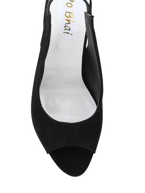 black leatherette back strap sandals - 10124248 - Standard Image - 4