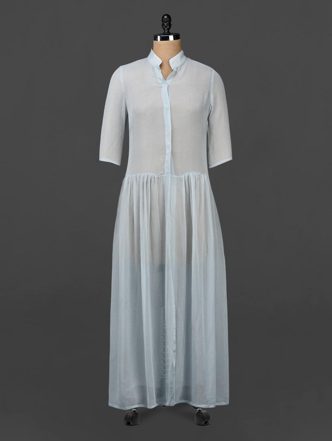 Mandarin Collar Sheer Maxi Dress - 335th
