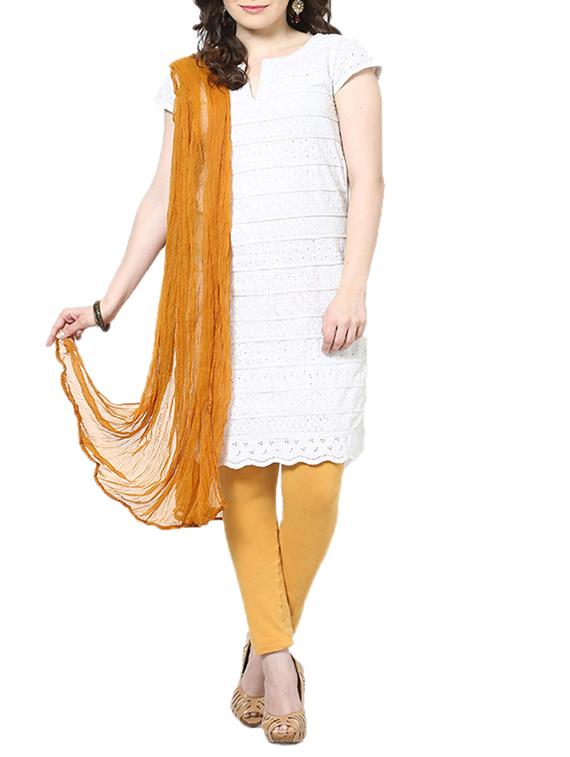 Dark Mustard Chiffon Plain Dupatta - By