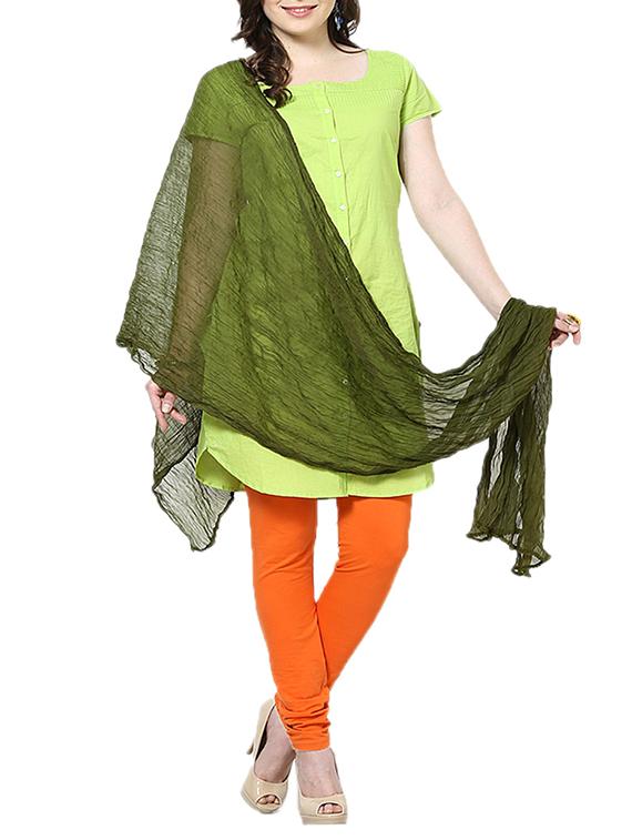 Mehandi Chiffon Plain Dupatta - By