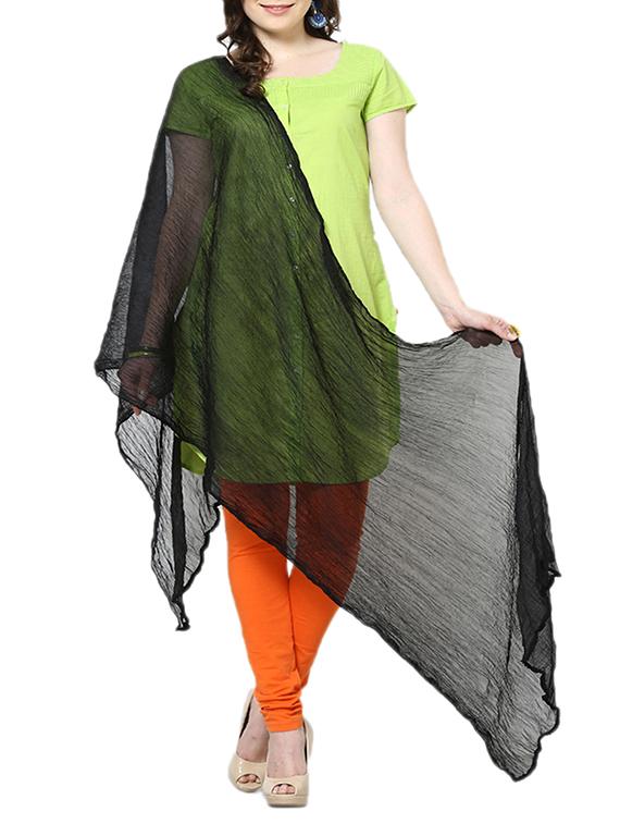 Black Chiffon Plain Dupatta - By