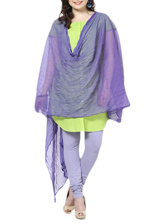 Purple Chiffon Plain Dupatta - By