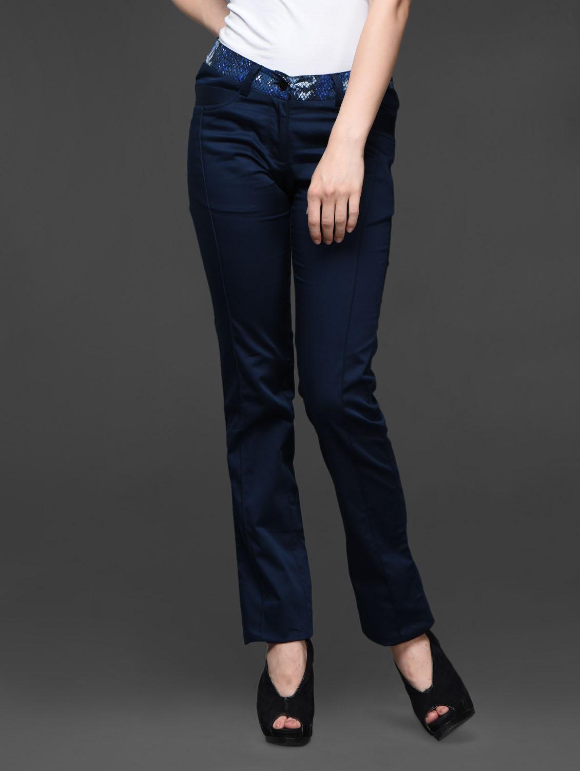 Navy Blue Slim Fit Formal Trouser - Kaaryah