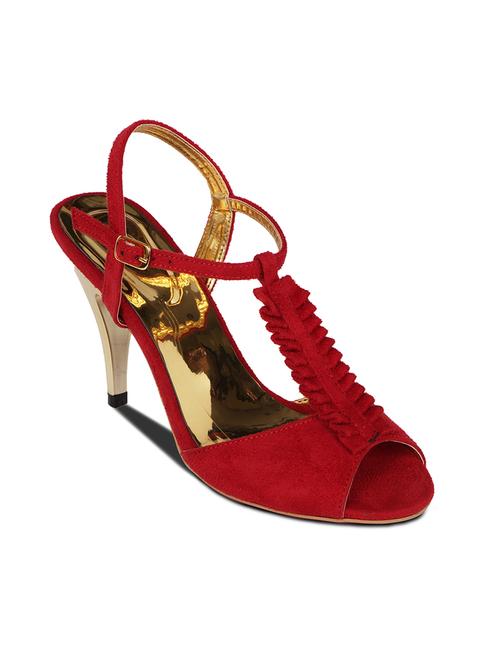 red suede ankle strap sandals - 10139375 - Standard Image - 1