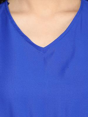 blue solid cap sleeve jumpsuit - 10155764 - Standard Image - 4
