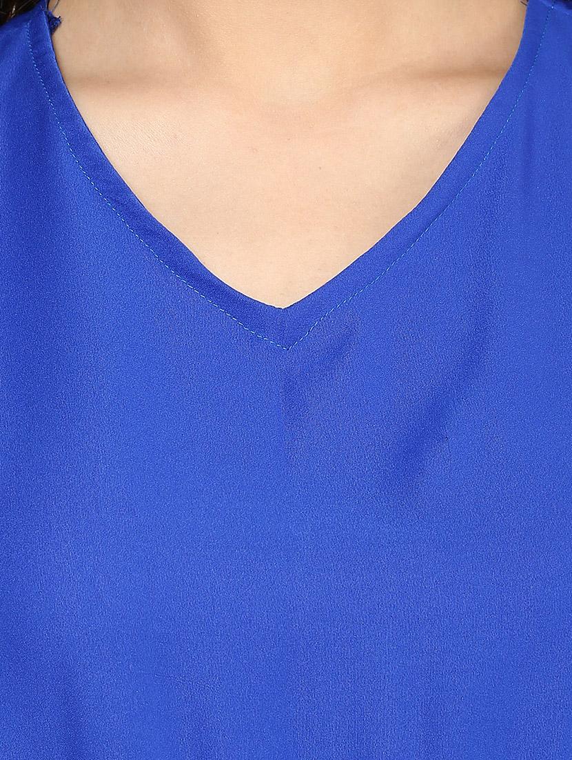 blue solid cap sleeve jumpsuit - 10155764 - Zoom Image - 4
