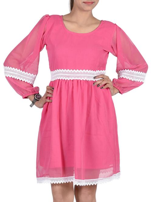 pink georgette dress - 10214517 - Very Small Image - 1
