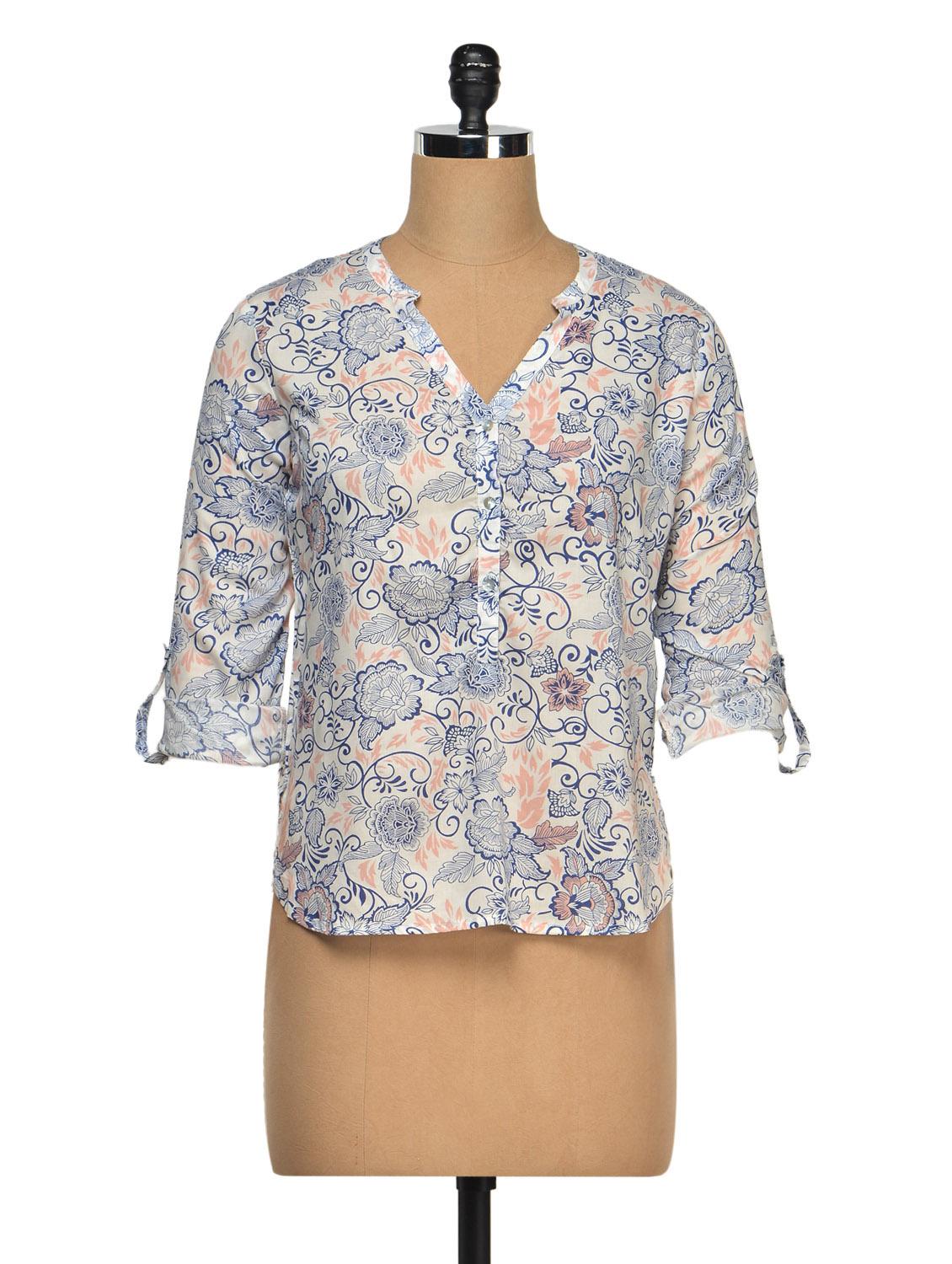High Low Printed Shirt - Femella