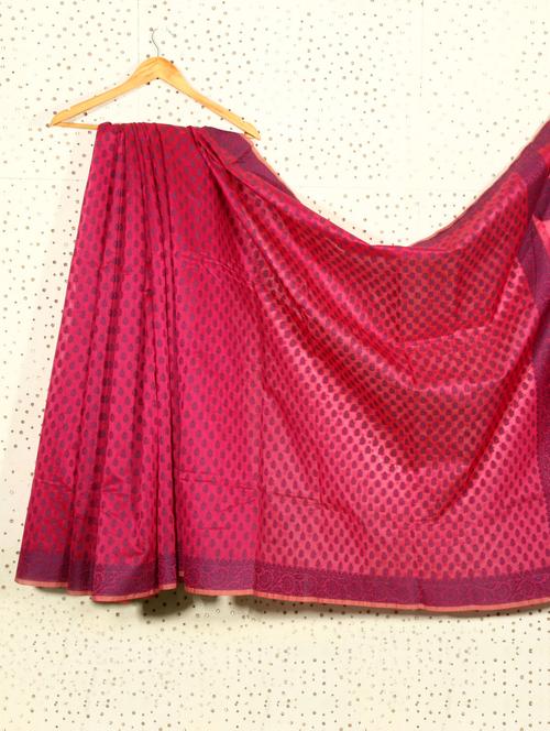 Magenta Jacquard Art Silk And Cotton Saree - Prabha Creations