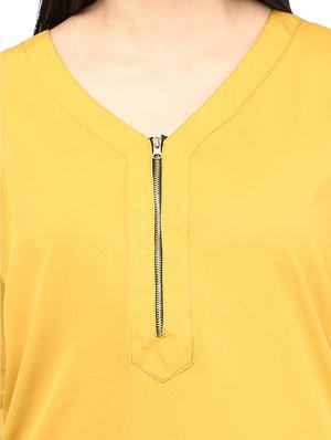 yellow poly crepe top - 10237029 - Standard Image - 4