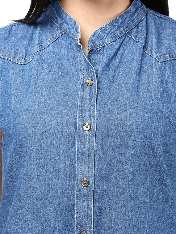 blue denim regular shirt - 10237088 - Zoom Image - 4