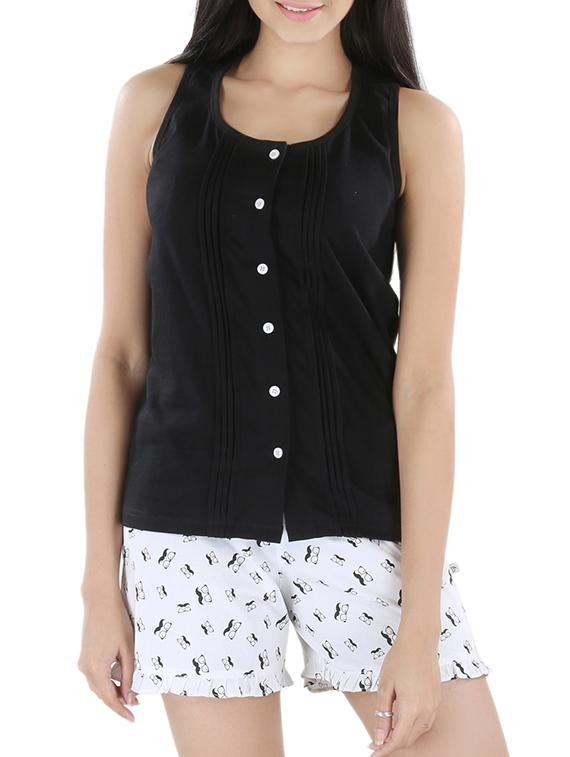 Pintuck Cotton Top & Printed Shorts - Nite Flite