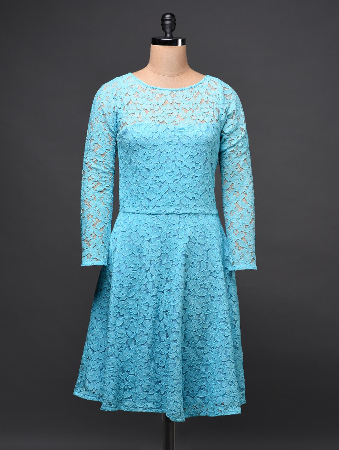 Full Sleeve A-Line Lace Dress - Eavan