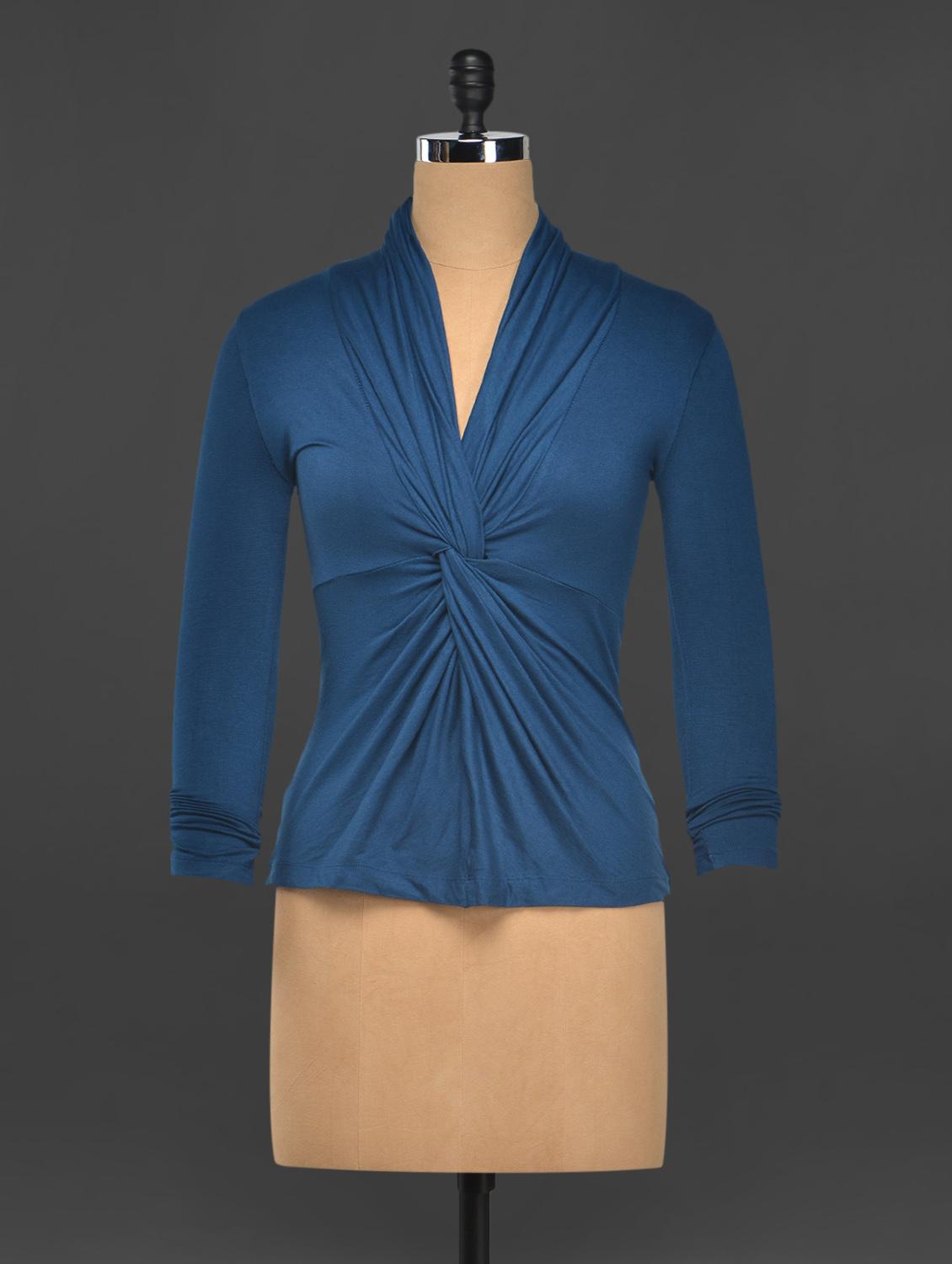 Navy Blue Twisted Knot Detail Top - Kaaryah