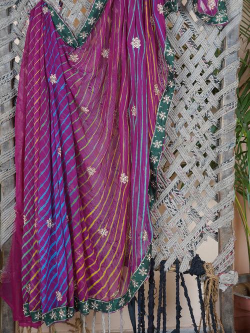 Lehariya Hand Work Saree - Lazza