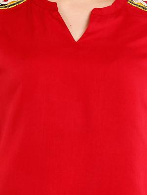 solid red viscose top - 10292688 - Standard Image - 4