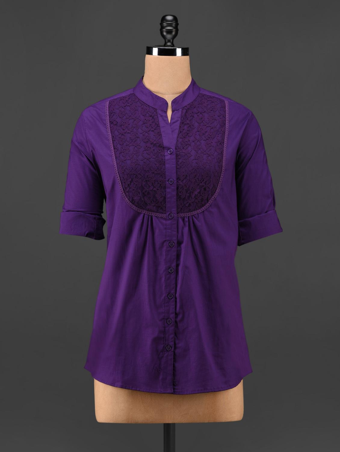 Purple Lace Yoke Top - Being Fab