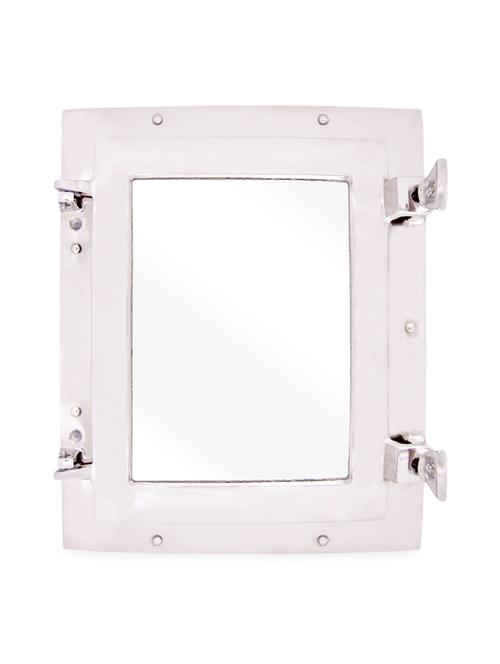 silver porthole style aluminium square mirror - 1030642 - Standard Image - 1