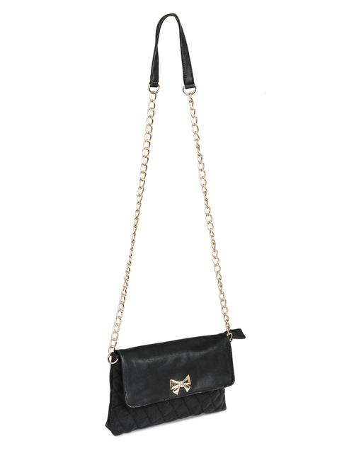 black leatherette sling bag - 10317341 - Standard Image - 1