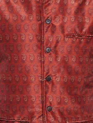 brown cotton nehru jacket - 10326639 - Standard Image - 4