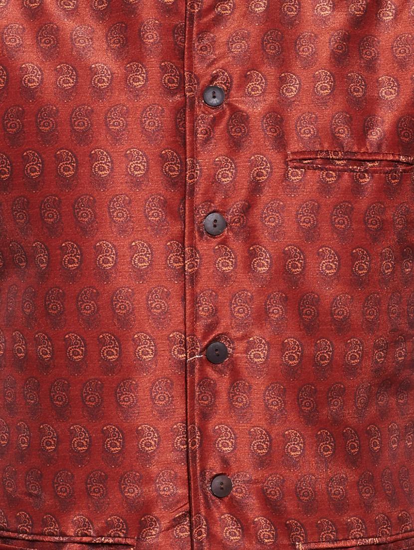brown cotton nehru jacket - 10326639 - Zoom Image - 4