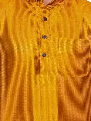 yellow silk long ethnic kurta - 10326649 - Standard Image - 4