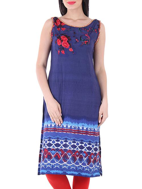 blue cotton kurta - 10342020 - Standard Image - 1