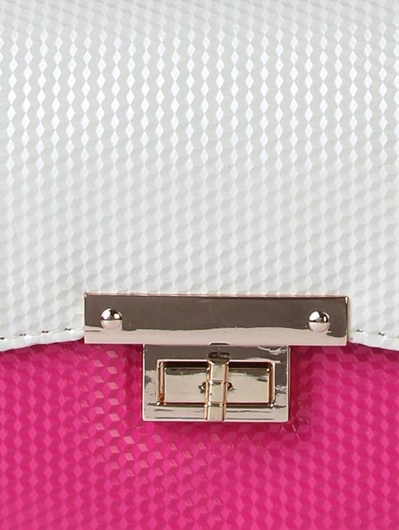 white & pink textured leatherette color block sling bag - 10346336 - Zoom Image - 4