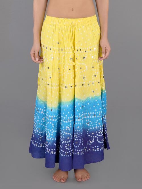 cotton embellished bandhej printed long skirt - 1034735 - Standard Image - 1