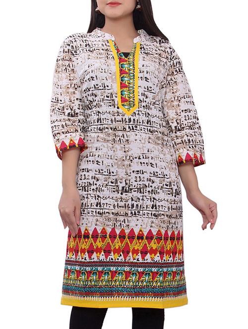 white cotton straight kurta - 10355097 - Very Small Image - 1