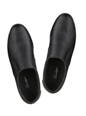 black synthetic slip on shoes - 10355686 - Standard Image - 4