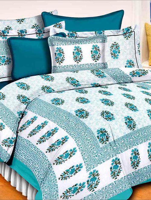 cotton jaipuri traditional double bedsheet with 2 pillwo cover - 10364511 - Very Small Image - 1